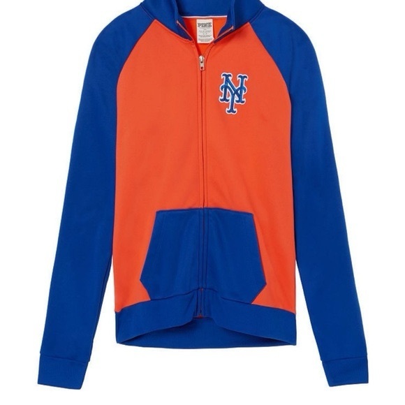 <3 Victoria's Secret PINK METS BLING TRACK JACKET - Picture 2 of 9